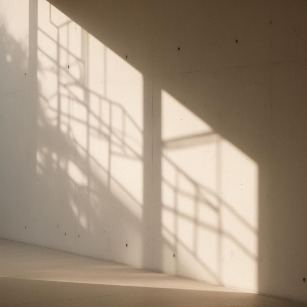 Architecturale schaduwen op een warme witte muur